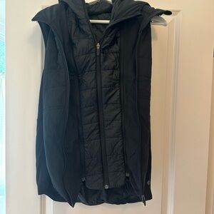 Lululemon Black Hooded Vest with Quilted Interior